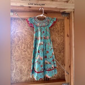 Mom & Me Floral Smocked Bird Print Dress with Red Accents